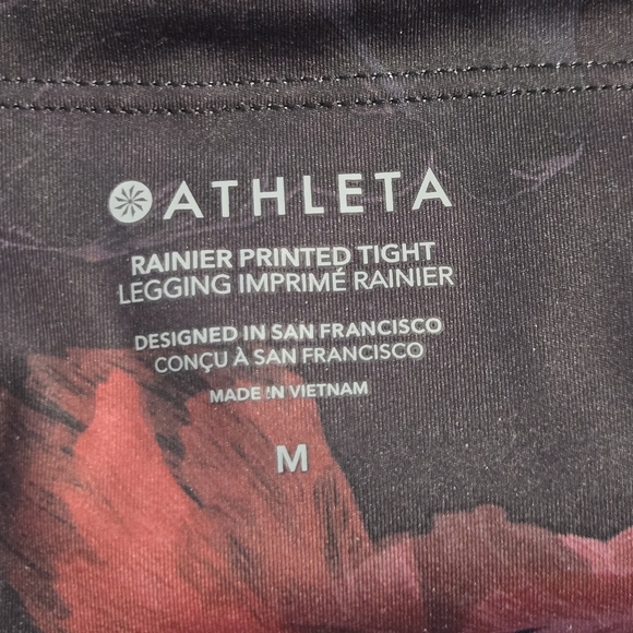 Athleta Womens Night Bloom Black Floral Rainier Printed Tights Leggings Medium - Picture 8 of 9